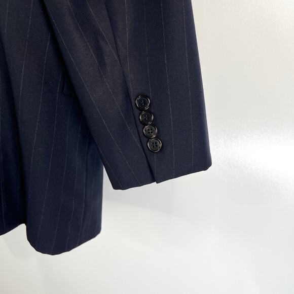 Hickey Freeman Loro Piano Wool Boardroom Blazer Navy Pinstripe - Picture 7 of 8